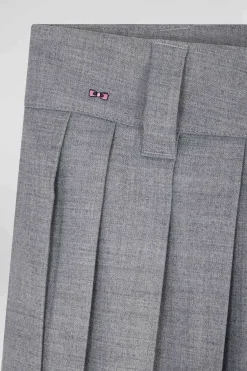 Pleated grey blended wool skirt