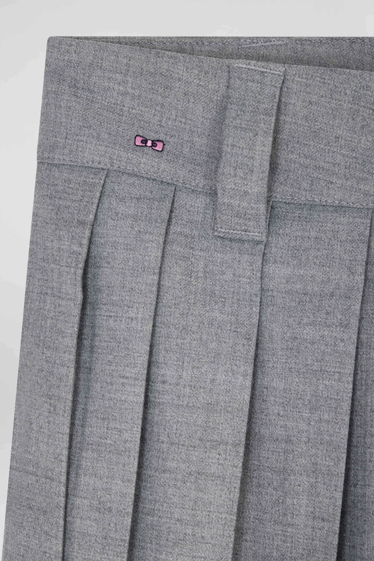 Pleated grey blended wool skirt