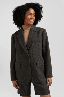Prince of Wales wool blend blazer Oversized fit