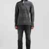 Regular anthracite grey cotton polo neck jumper
