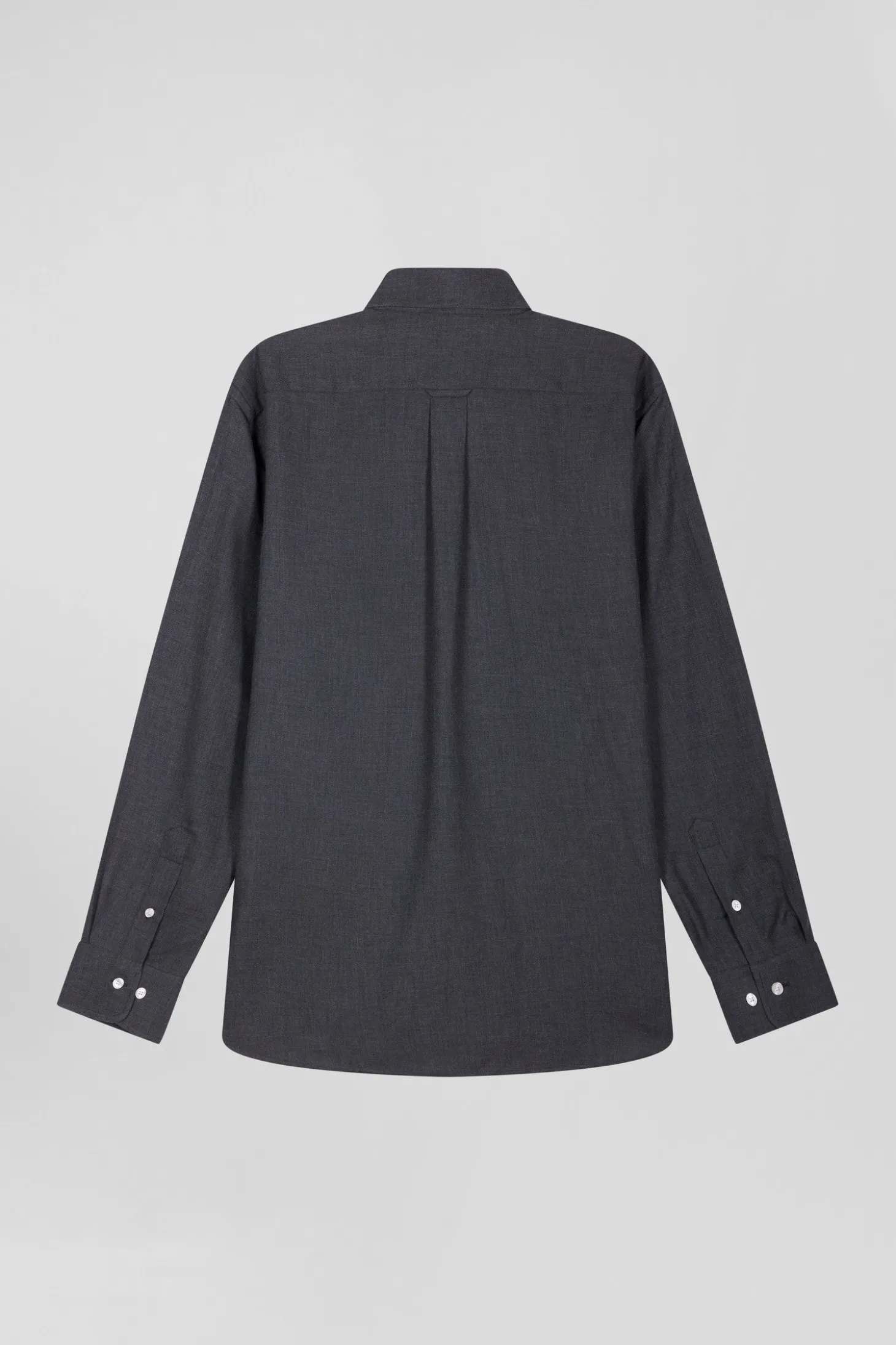 Regular anthracite grey cotton and cashmere twill shirt