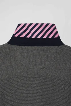 Regular anthracite grey cotton polo neck jumper