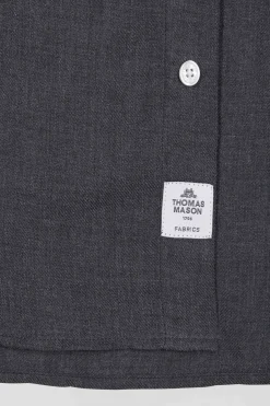 Regular anthracite grey cotton and cashmere twill shirt