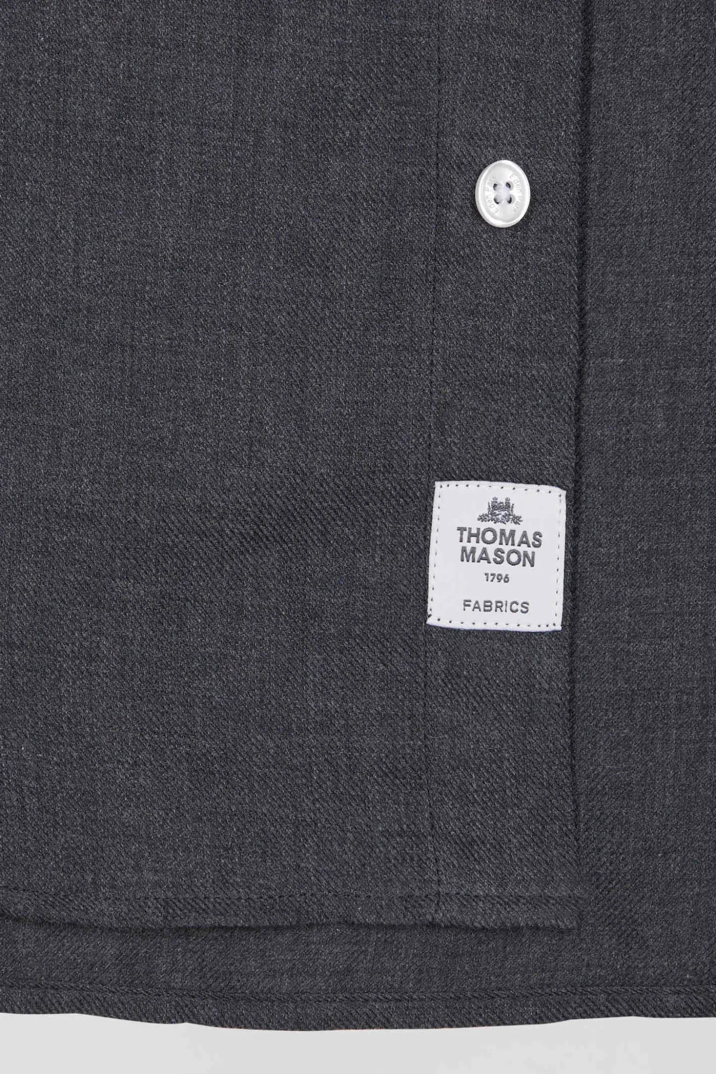 Regular anthracite grey cotton and cashmere twill shirt