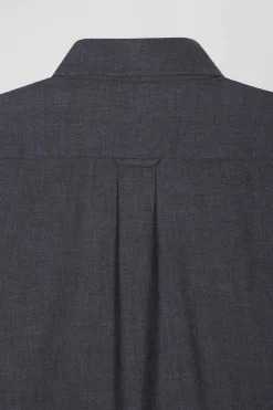 Regular anthracite grey cotton and cashmere twill shirt