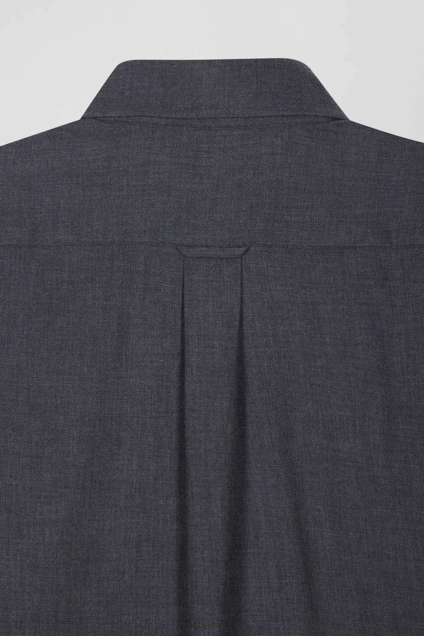 Regular anthracite grey cotton and cashmere twill shirt