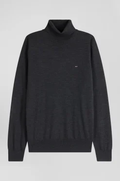Regular anthracite grey merino wool turtleneck jumper
