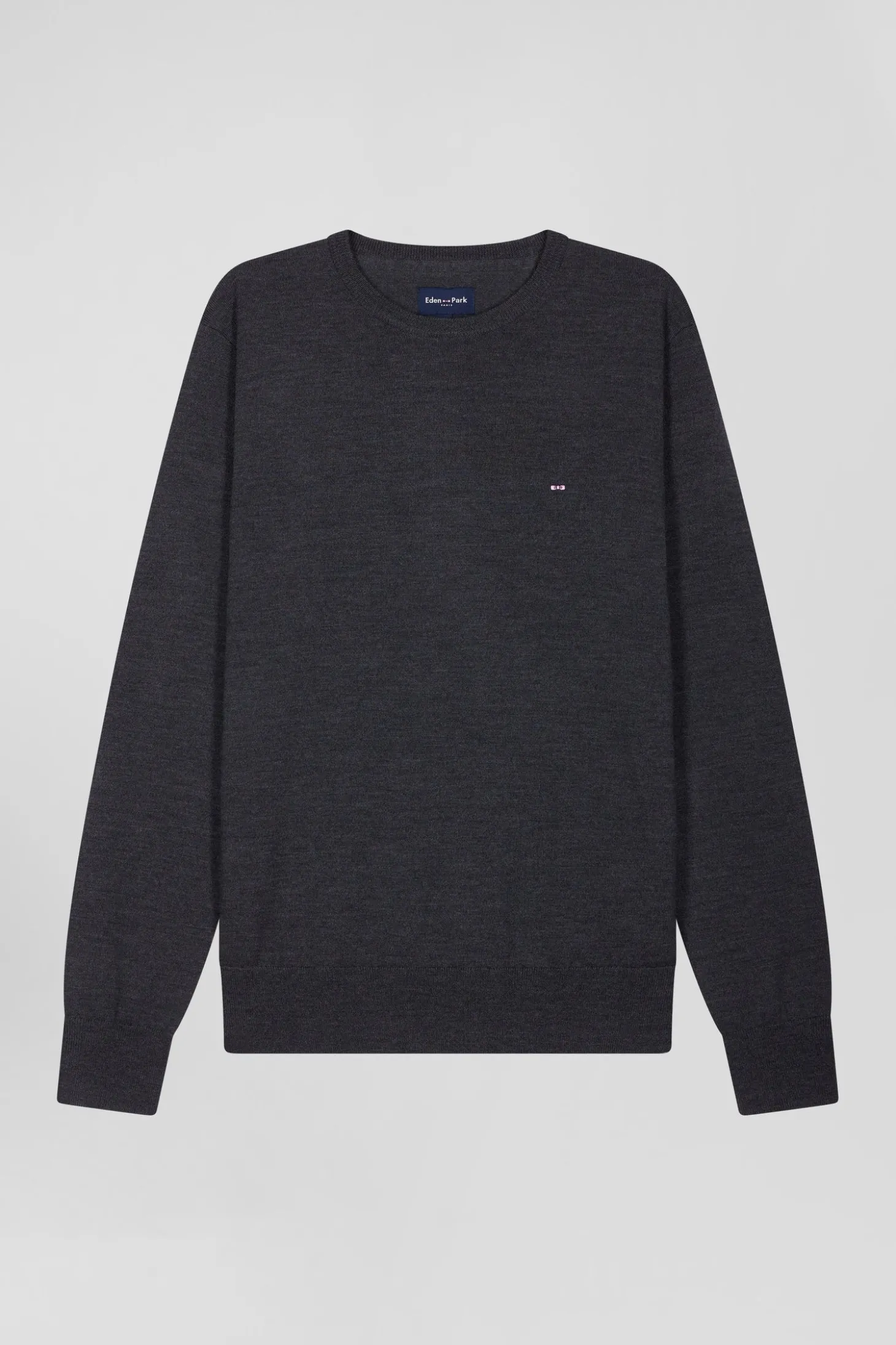Regular anthracite grey merino wool V-neck jumper