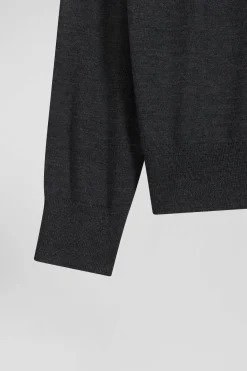 Regular anthracite grey merino wool turtleneck jumper