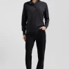 Regular anthracite grey women's wool jumper with rugby shirt collar