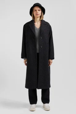 Regular anthracite grey wool blend coat