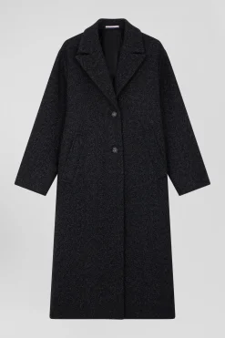 Regular anthracite grey wool blend coat