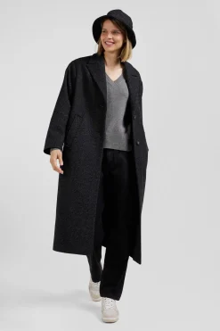Regular anthracite grey wool blend coat