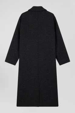 Regular anthracite grey wool blend coat