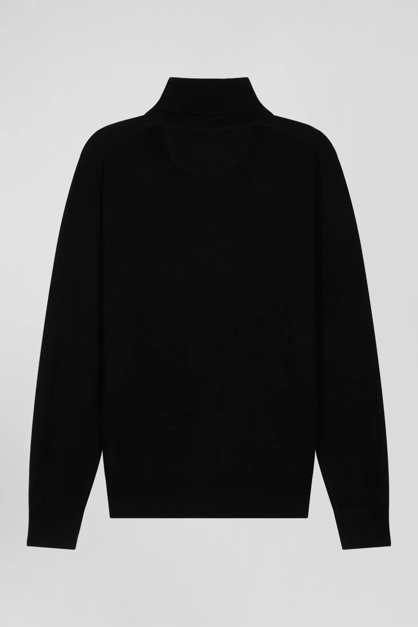Regular anthracite grey wool and cotton turtleneck jumper