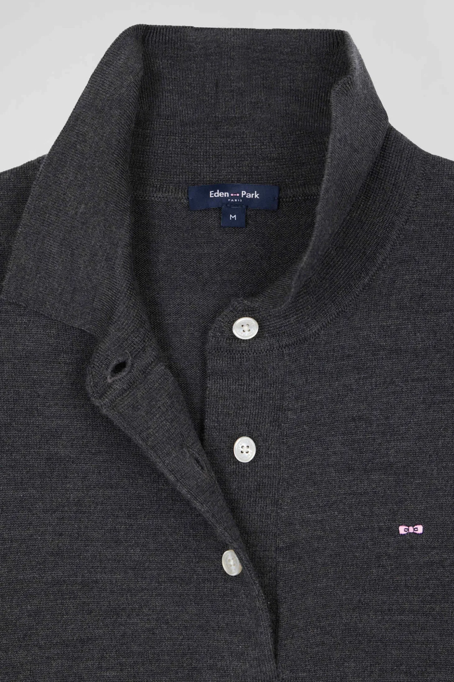 Regular anthracite grey women's wool jumper with rugby shirt collar