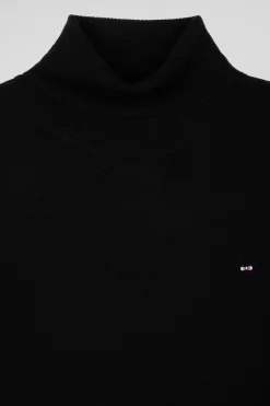 Regular anthracite grey wool and cotton turtleneck jumper