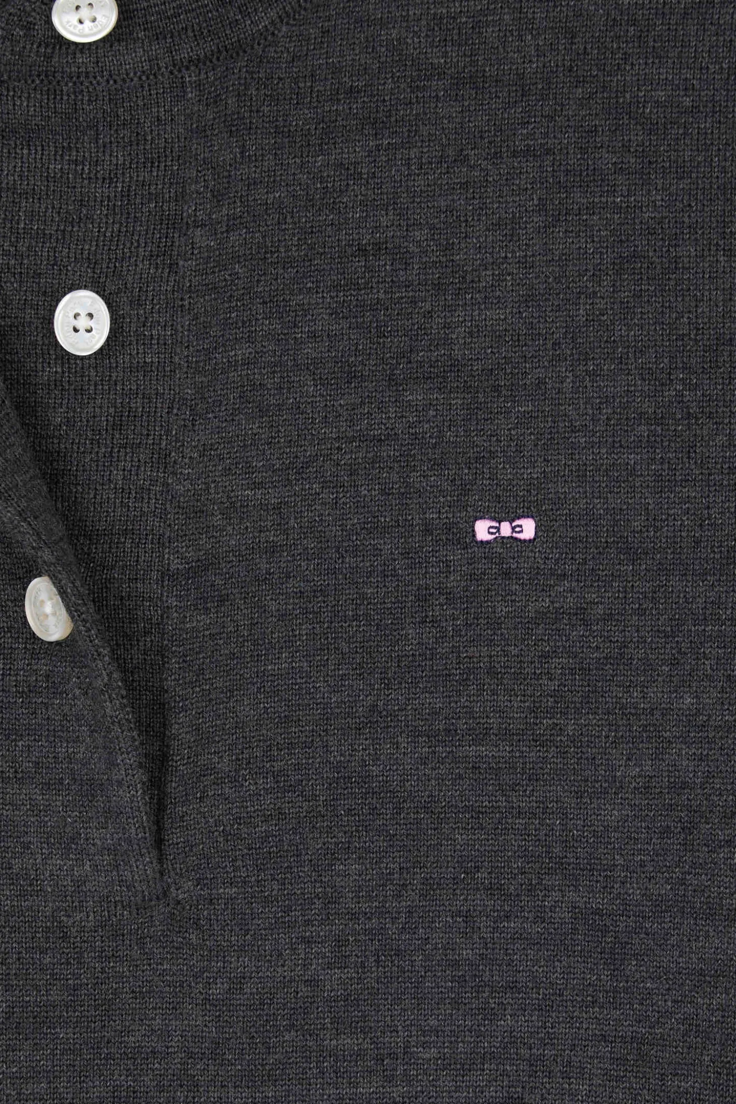 Regular anthracite grey women's wool jumper with rugby shirt collar