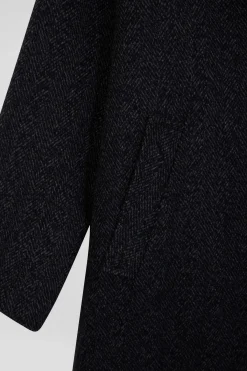 Regular anthracite grey wool blend coat