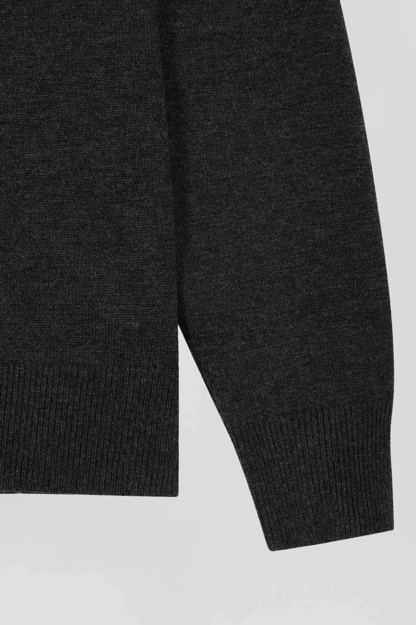 Regular anthracite grey wool and cotton crew neck jumper