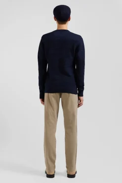 Regular beige chino trousers in stretch cotton gabardine