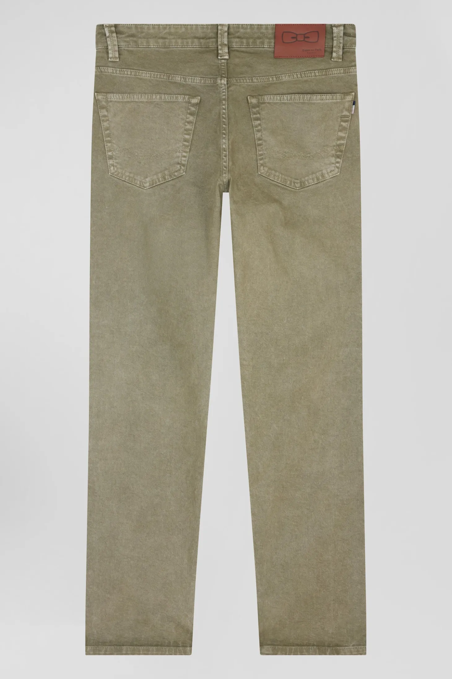 Regular beige stretch cotton 5-pocket trousers