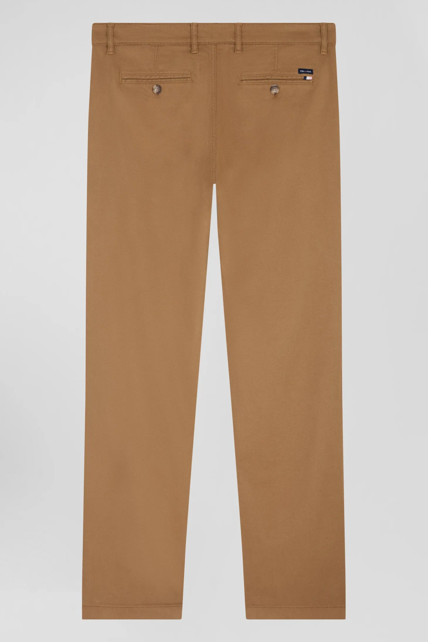 Regular beige stretch cotton piqué and modal chino trousers