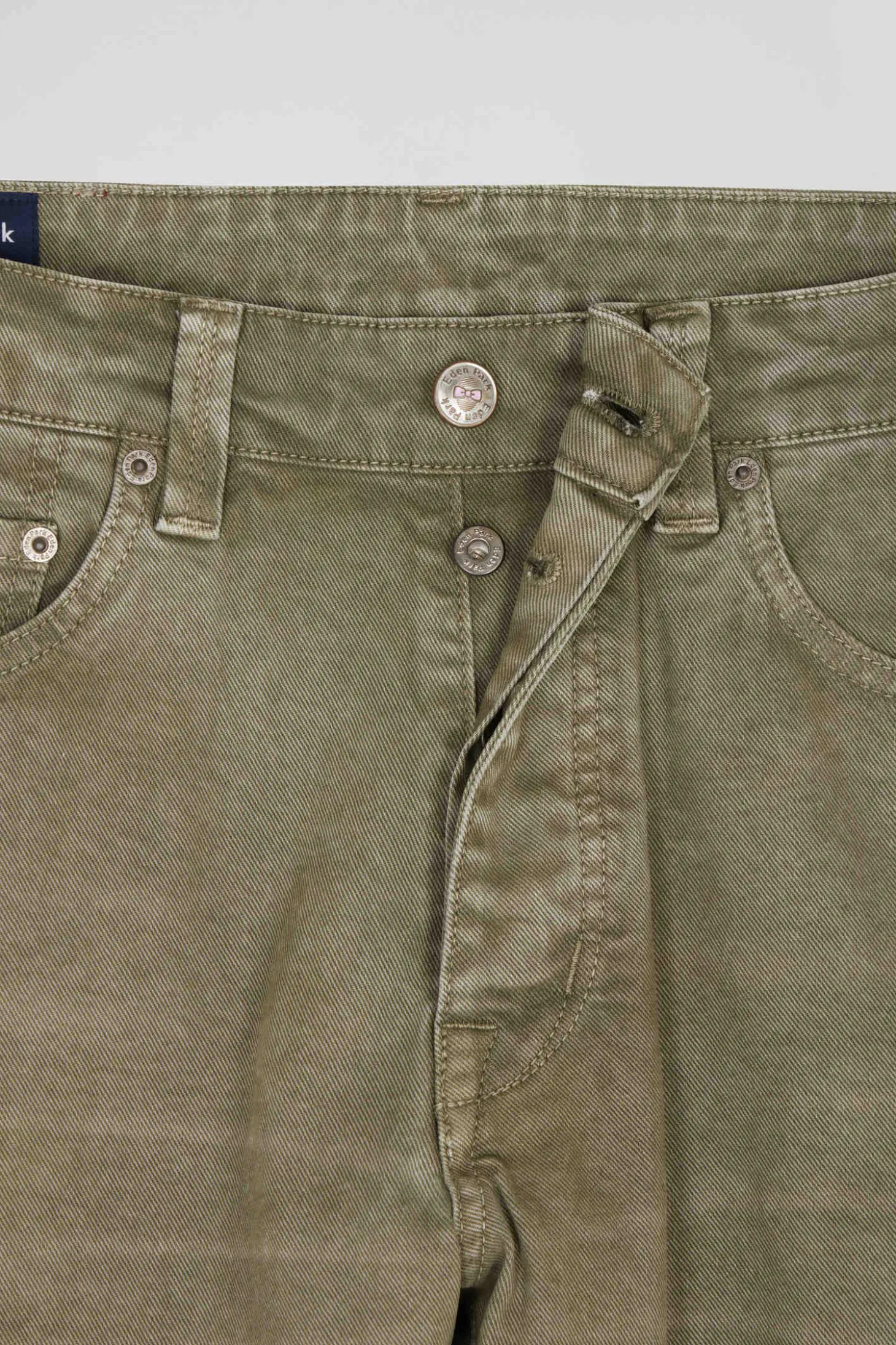 Regular beige stretch cotton 5-pocket trousers