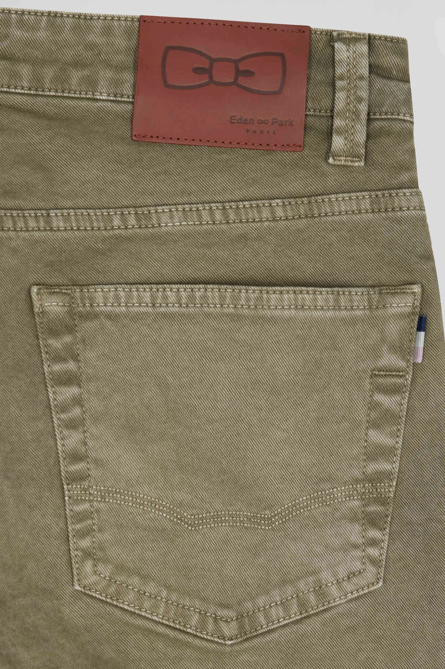 Regular beige stretch cotton 5-pocket trousers