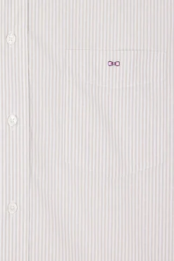 Regular Beige striped cotton jacquard shirt