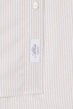 Regular Beige striped cotton jacquard shirt