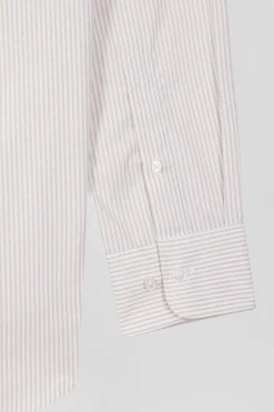 Regular Beige striped cotton jacquard shirt