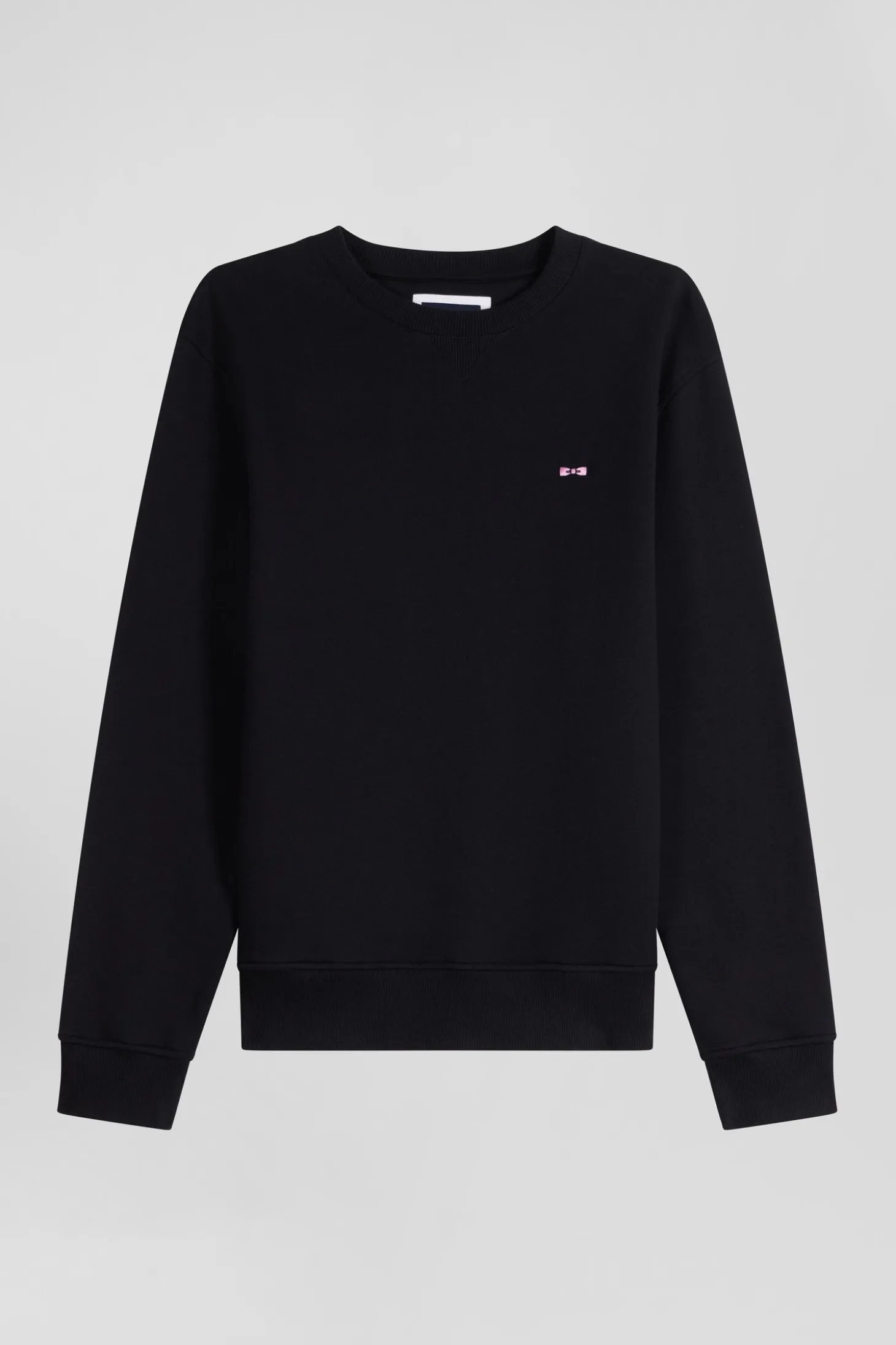 Regular black brushed cotton fleece sweatshirt