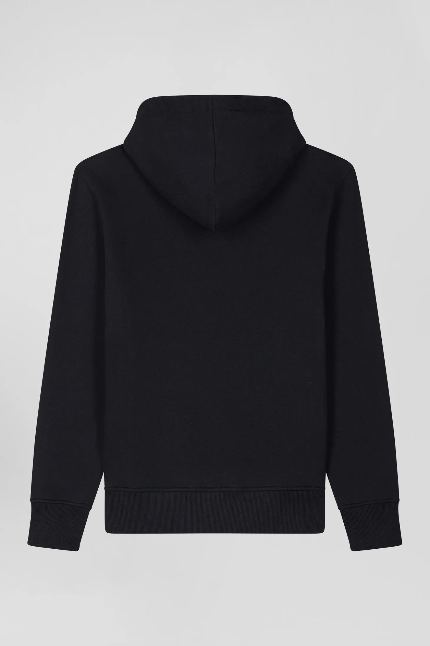 Regular black brushed cotton fleece hoodie