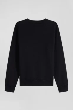 Regular black brushed cotton fleece sweatshirt