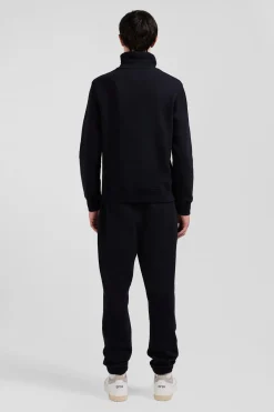 Regular black brushed cotton fleece sweatshirt