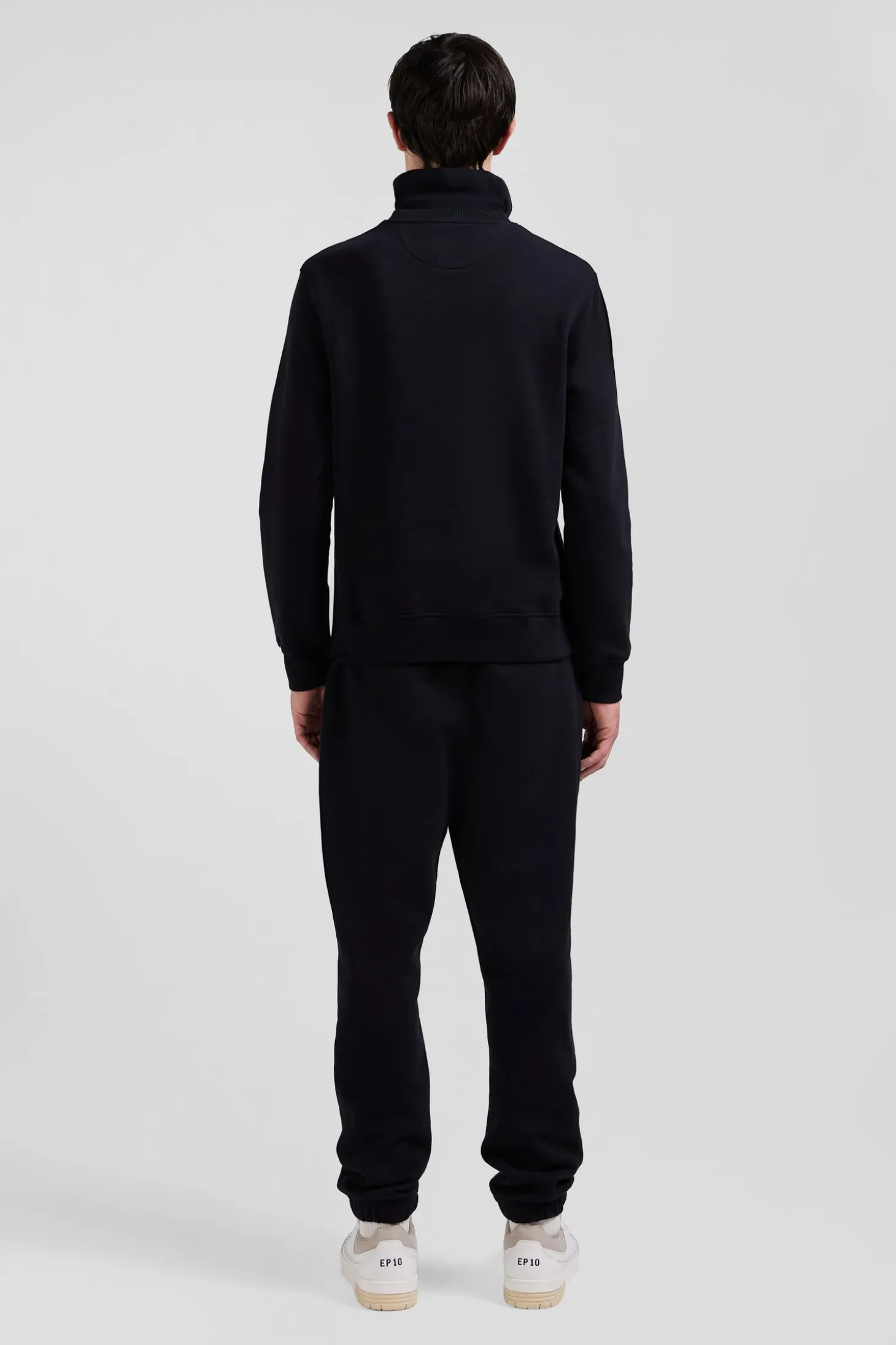 Regular black brushed cotton fleece sweatshirt
