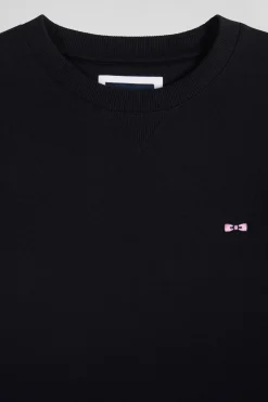 Regular black brushed cotton fleece sweatshirt
