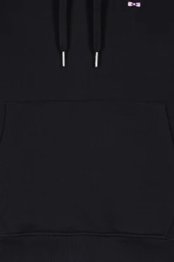Regular black brushed cotton fleece hoodie