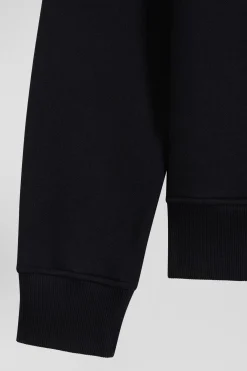 Regular black brushed cotton fleece sweatshirt
