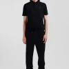 Regular black brushed fleece jogging bottoms