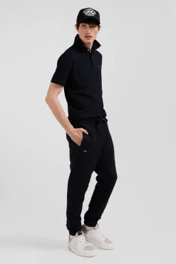 Regular black brushed fleece jogging bottoms