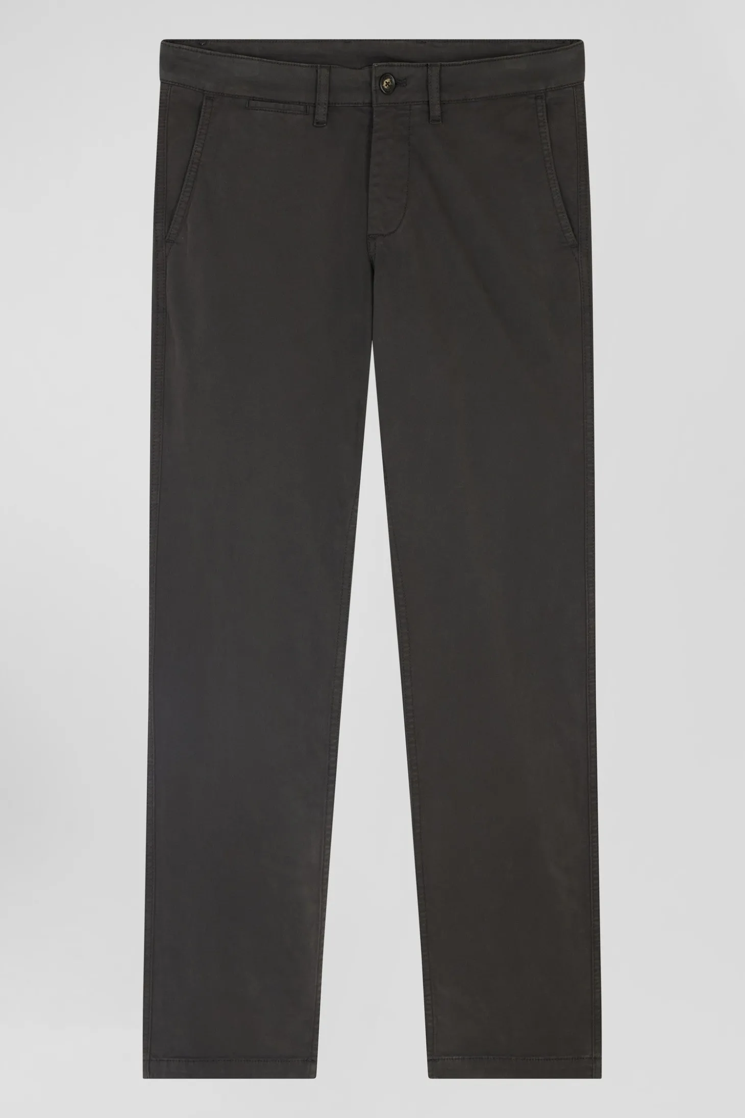 Regular black chino trousers in stretch cotton gabardine