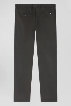 Regular black chino trousers in stretch cotton gabardine