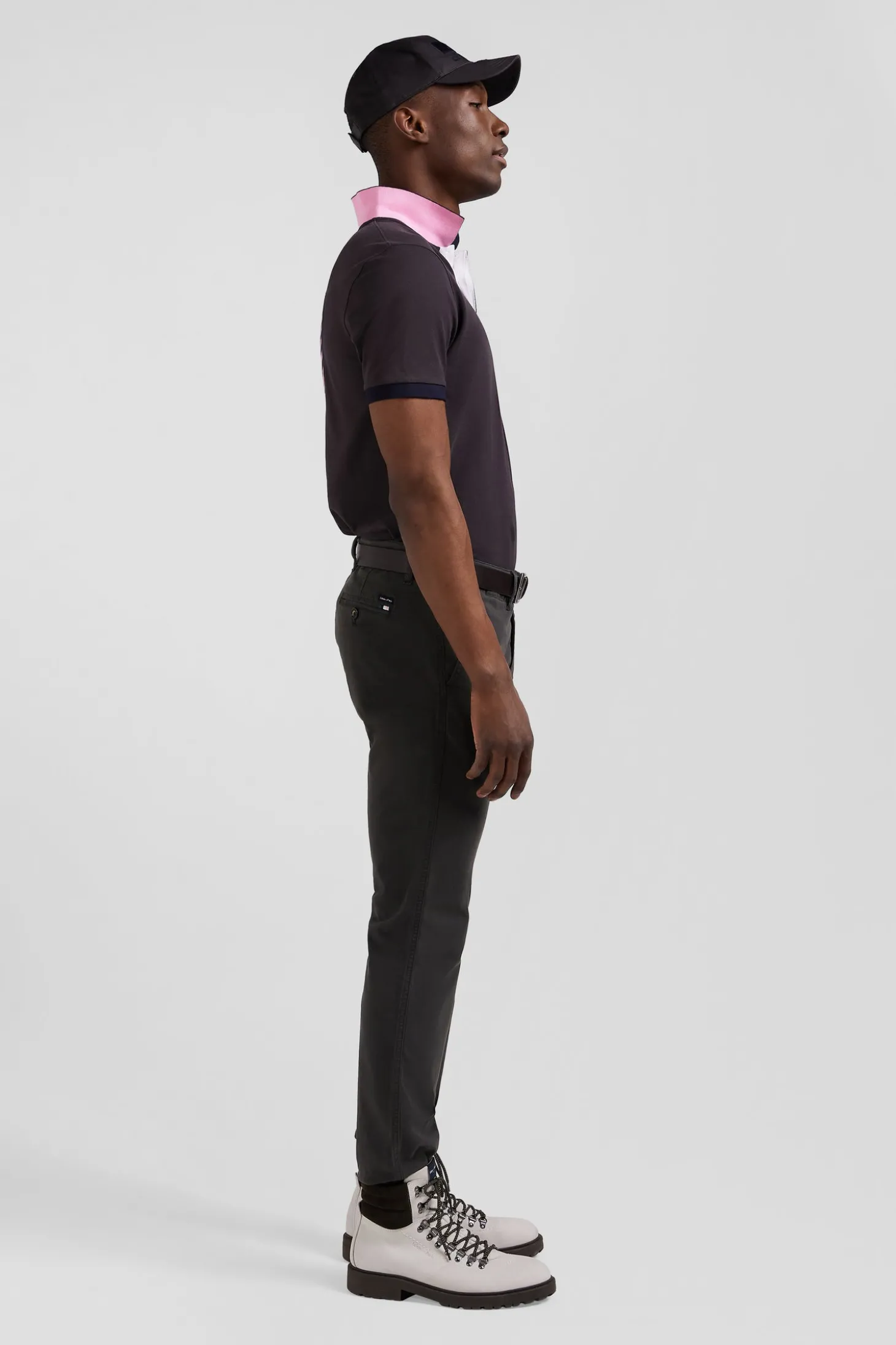 Regular black chino trousers in stretch cotton gabardine