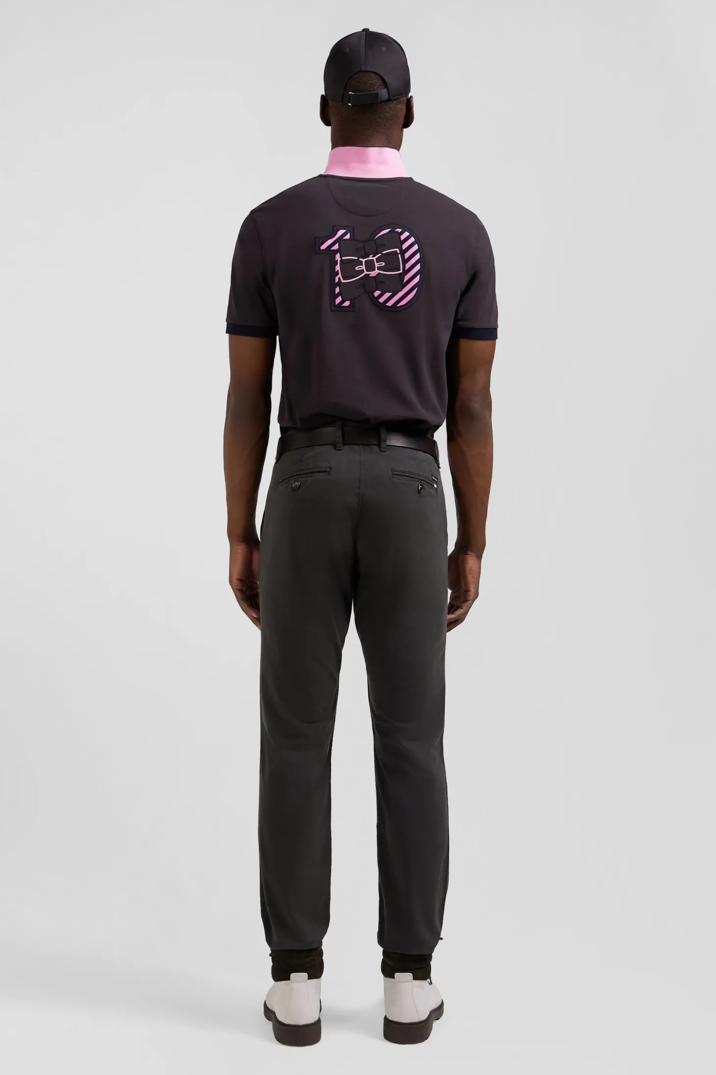 Regular black chino trousers in stretch cotton gabardine