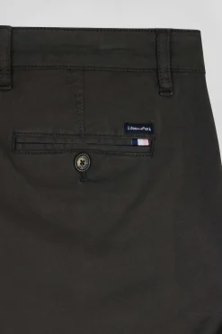 Regular black chino trousers in stretch cotton gabardine