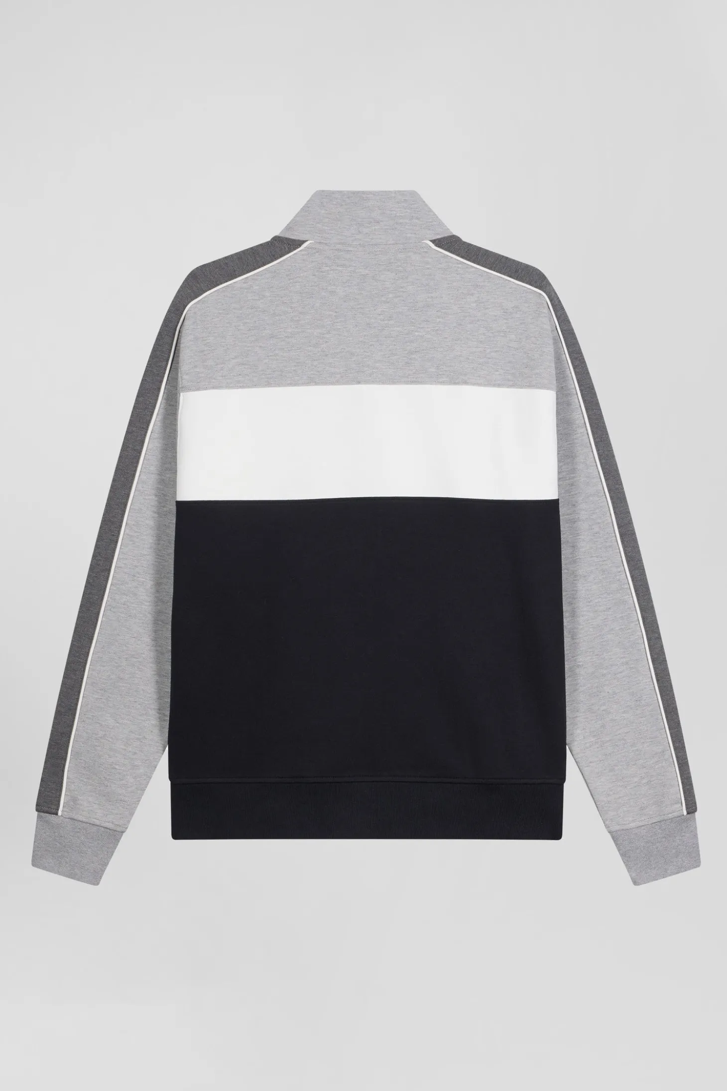 Regular black colorblock zipped cotton blend sweatshirt
