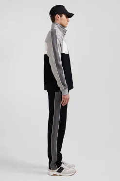 Regular black colorblock zipped cotton blend sweatshirt