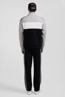 Regular black colorblock zipped cotton blend sweatshirt